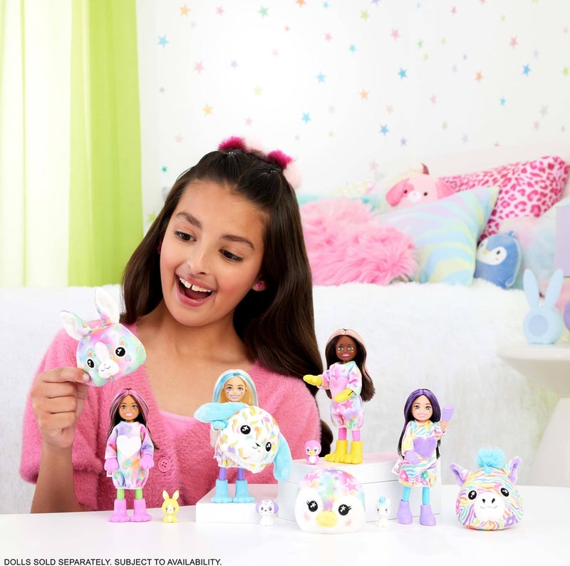 Barbie Cutie Reveal Chelsea Doll & Accessories, Color Dream Series Small Doll in Animal Plush Costume with 6 Surprises Including Color Change (Styles May Vary) - Image 2